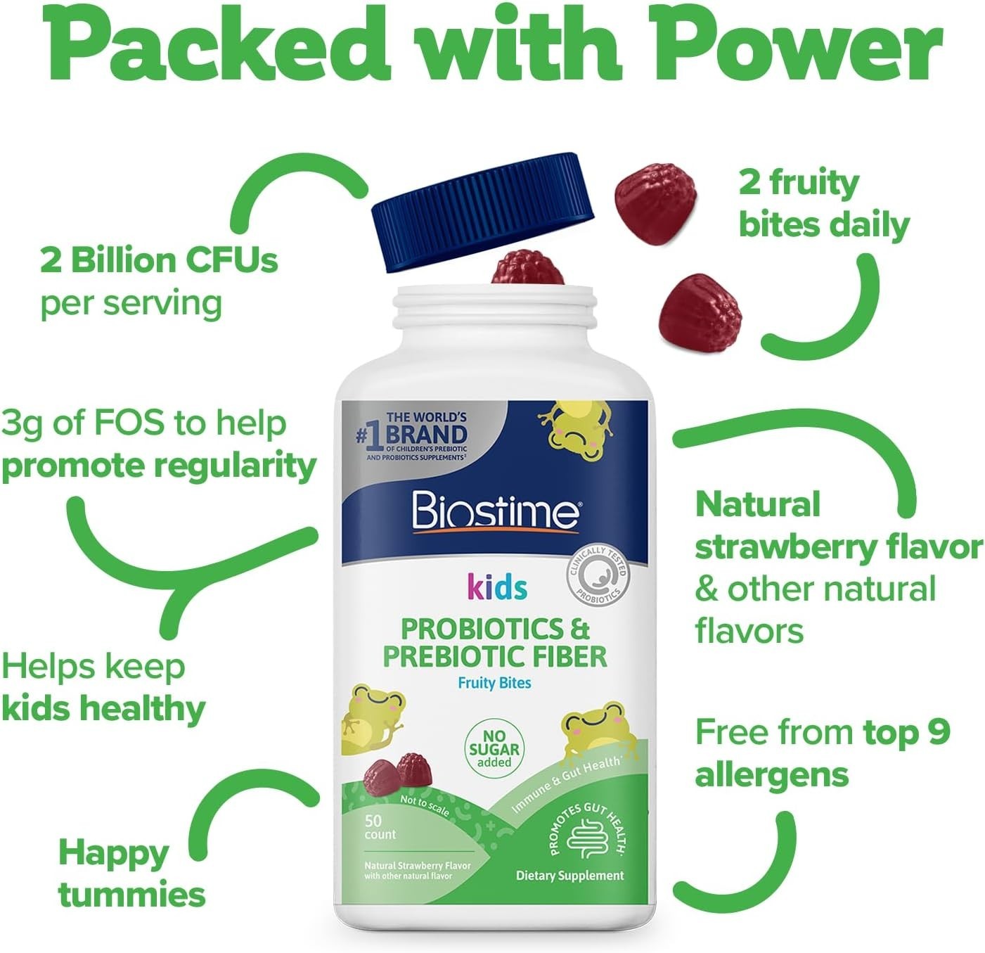 Biostime Kids Probiotics & Prebiotic Fiber Fruity Bites – 50 count – 07/2026
