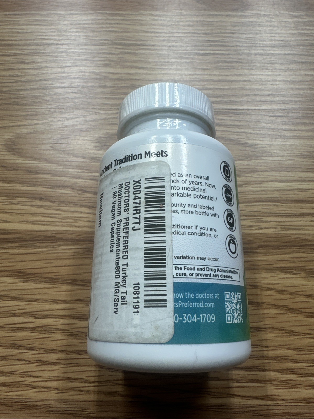 Turkey Tail Mushroom 800mg, For Overall Well-Being, 90 Vegan Caps, EXP: 03/2026