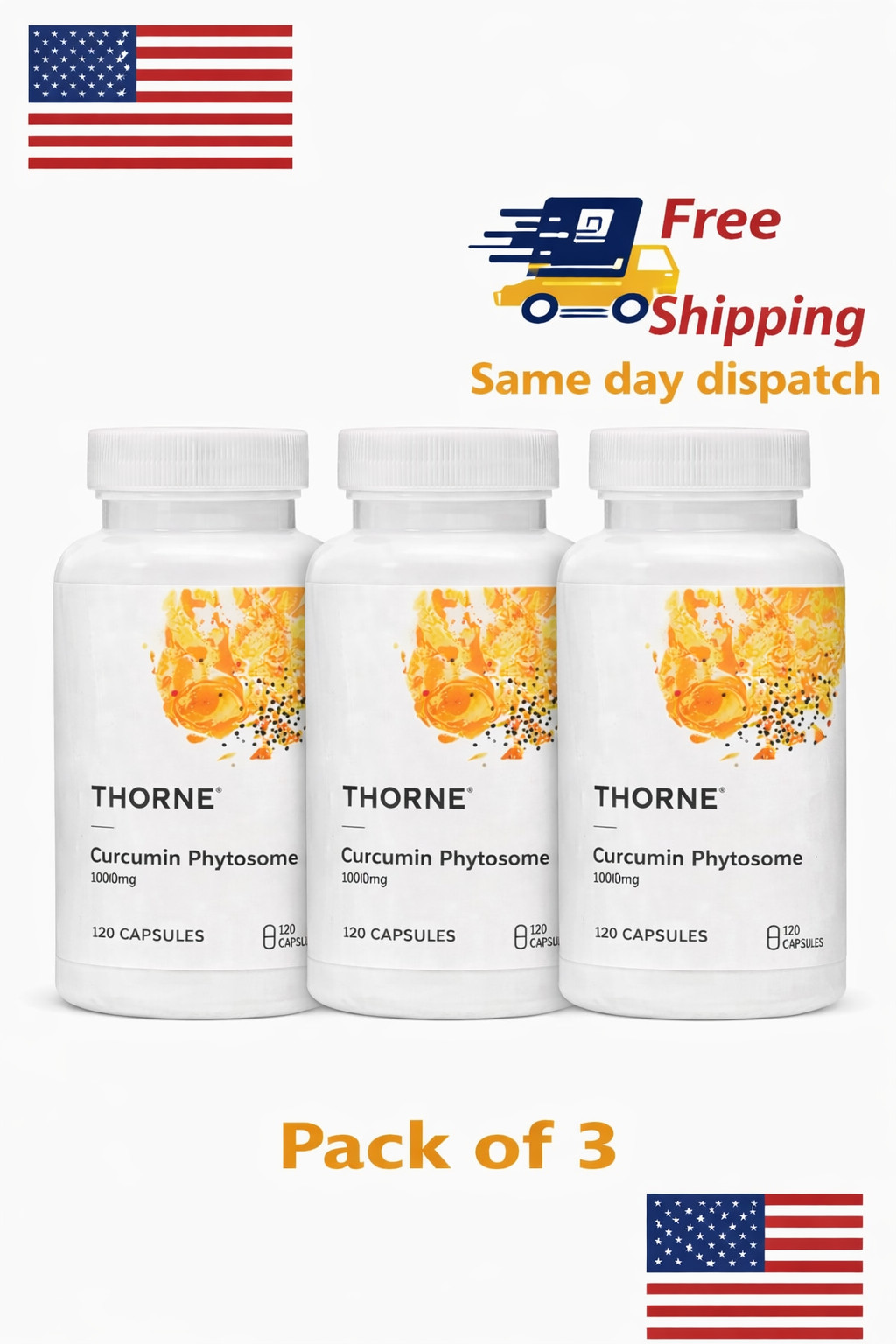 3 Pack OF Thorne Curcumin Phytosome 1000mg Dietary Supplement | 120 Capsules