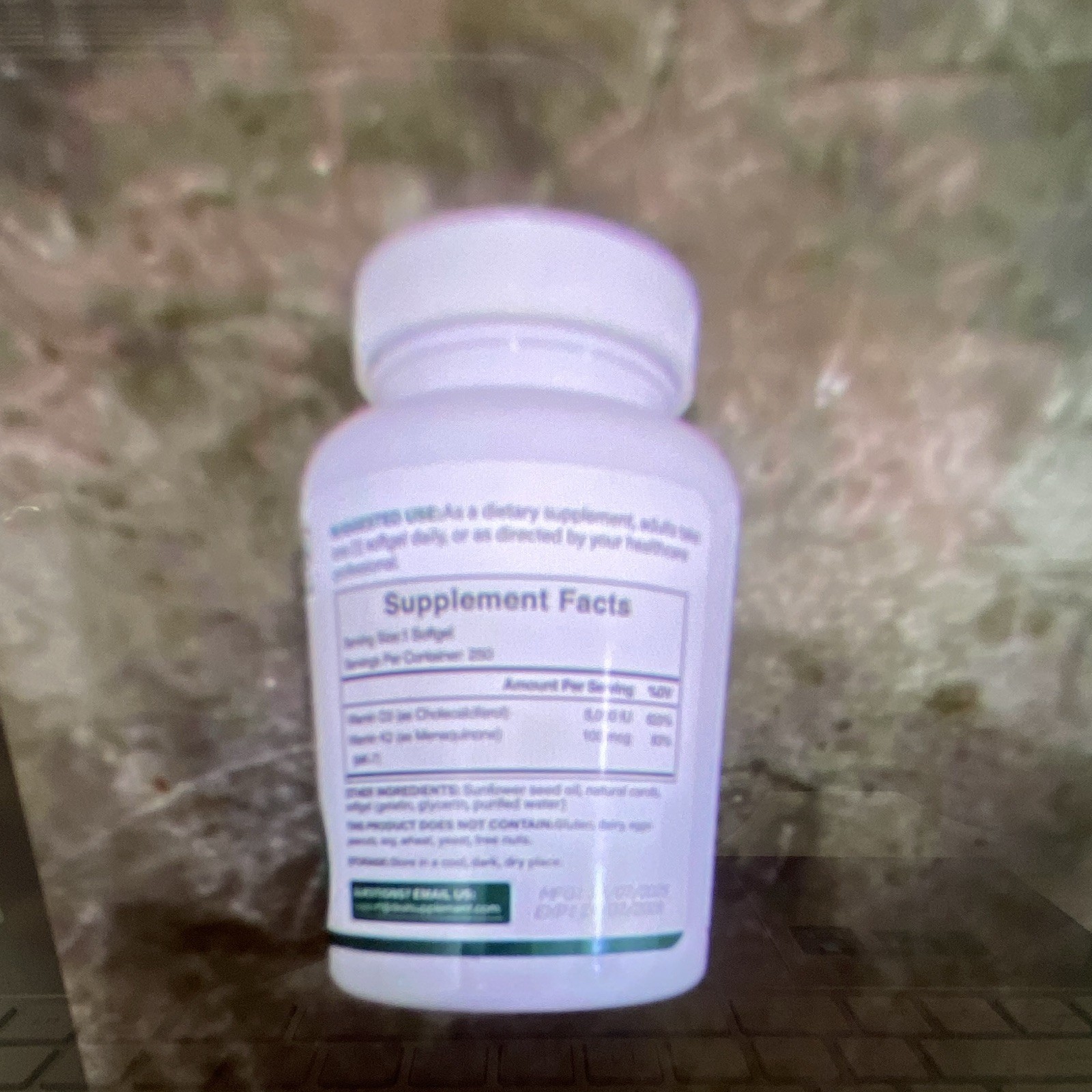 :D Vitamin D3 + K2 2-in-1 Support 5,000 IU/100 mcg 250 Softgels Adult
