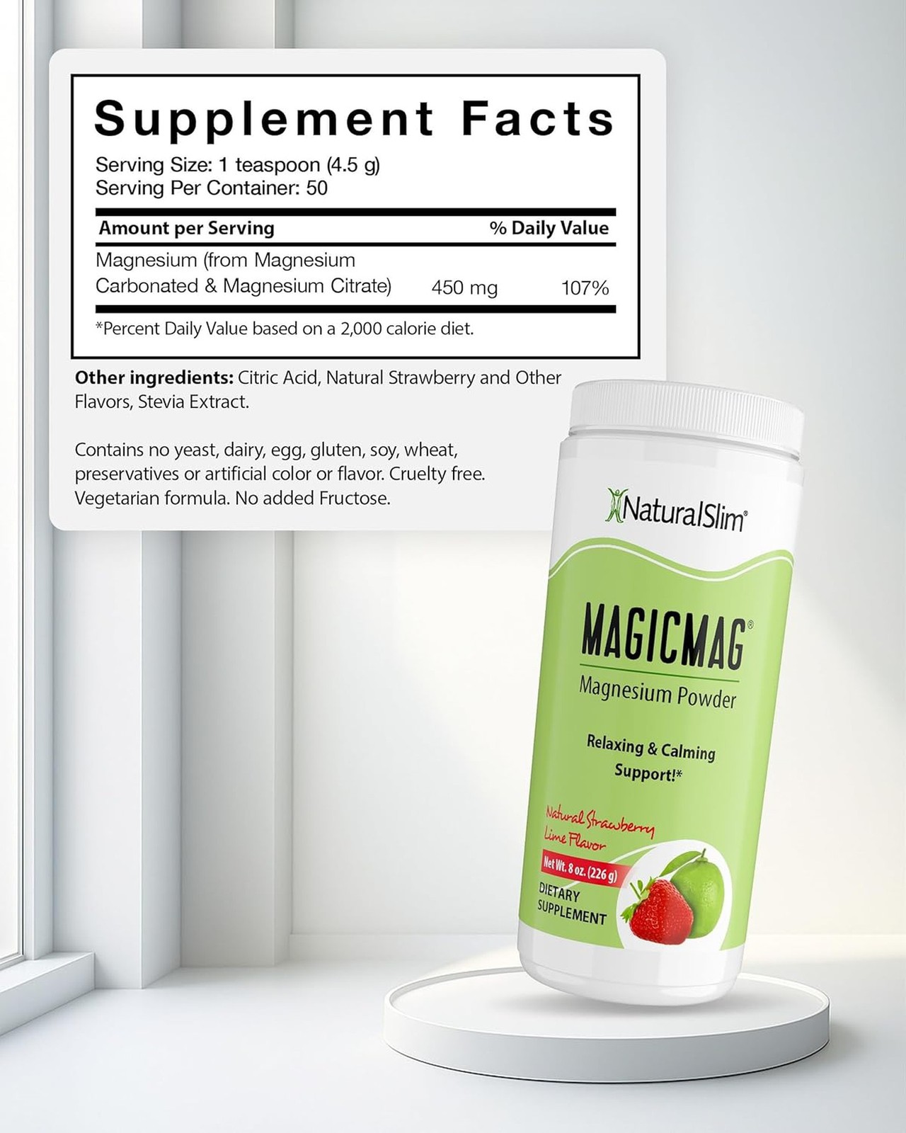 NaturalSlim MagicMag Anti Stress Drink – Pure Magnesium Citrate Powder 2-Pack