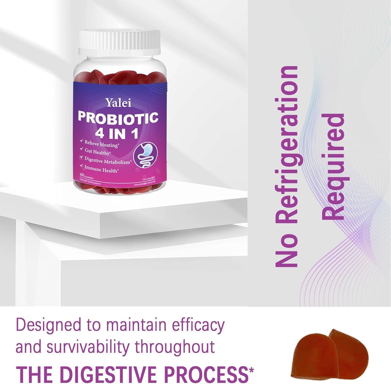 Probiotic Kombucha Gummies | Sugar Free | Probiotics Fiber Supplement for Women