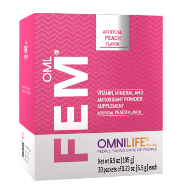 OML Fem | Omnilife | Sabor Durazno | Box w/30 sachets Peach Flavor