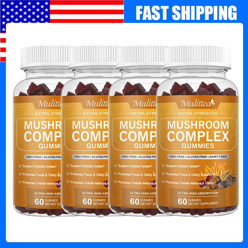 Mushroom Extract Complex Gummies Lions Mane Chaga Reishi Focus Memory Immunity