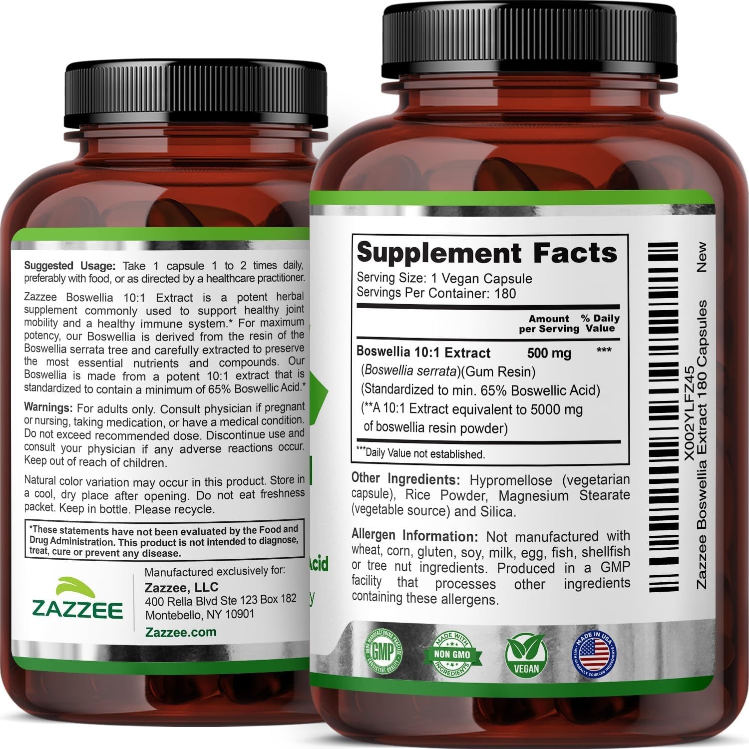 Extra Strength Boswellia 10:1 Extract, 5000 mg Strength, 180 Vegan Capsules
