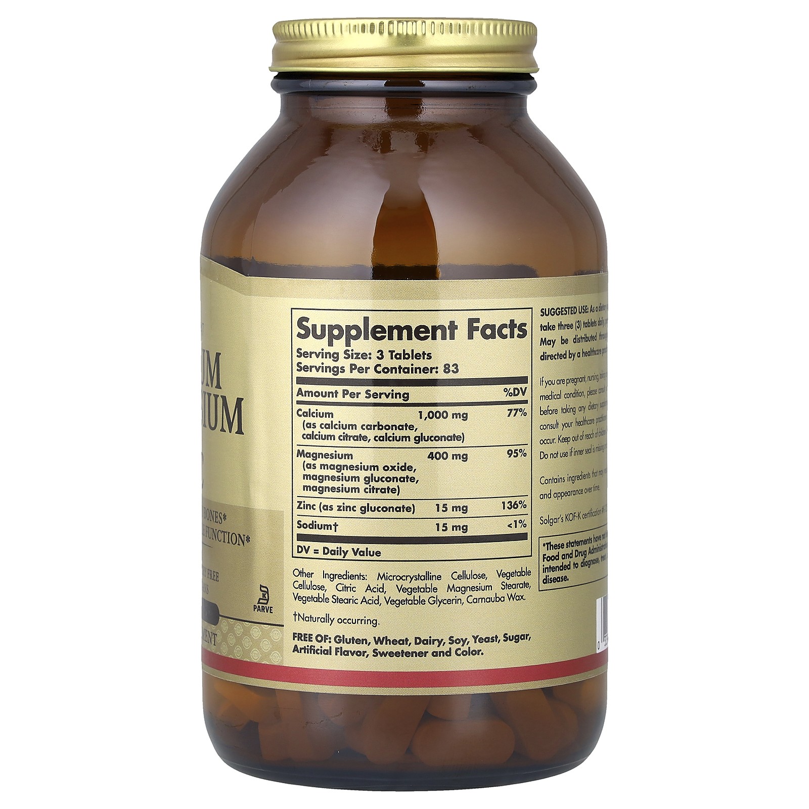 Calcium Magnesium Plus Zinc, 250 Tablets