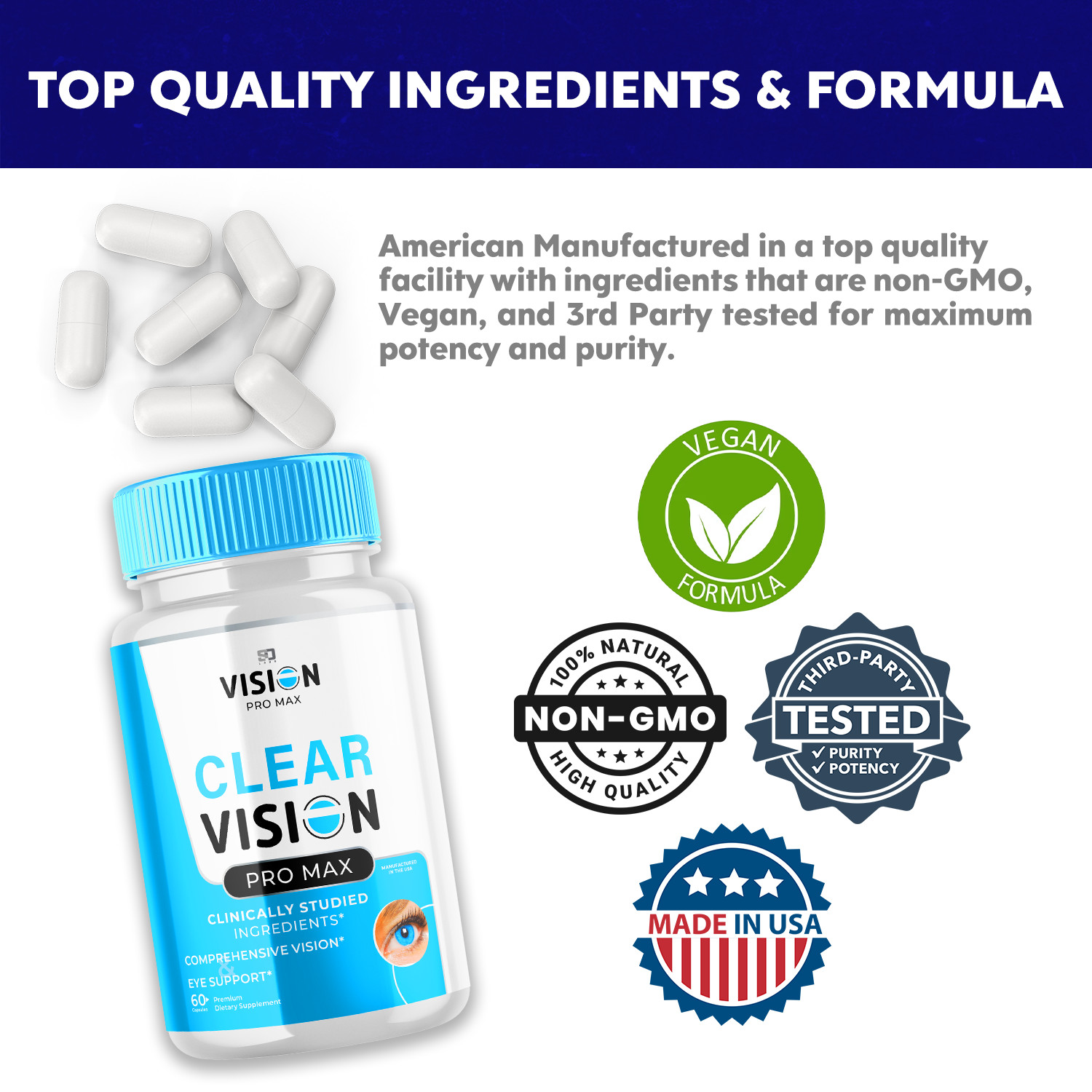 Clear Vision Pro Max Support Healthy Vision & Enhance Eye Function 60 Capsules