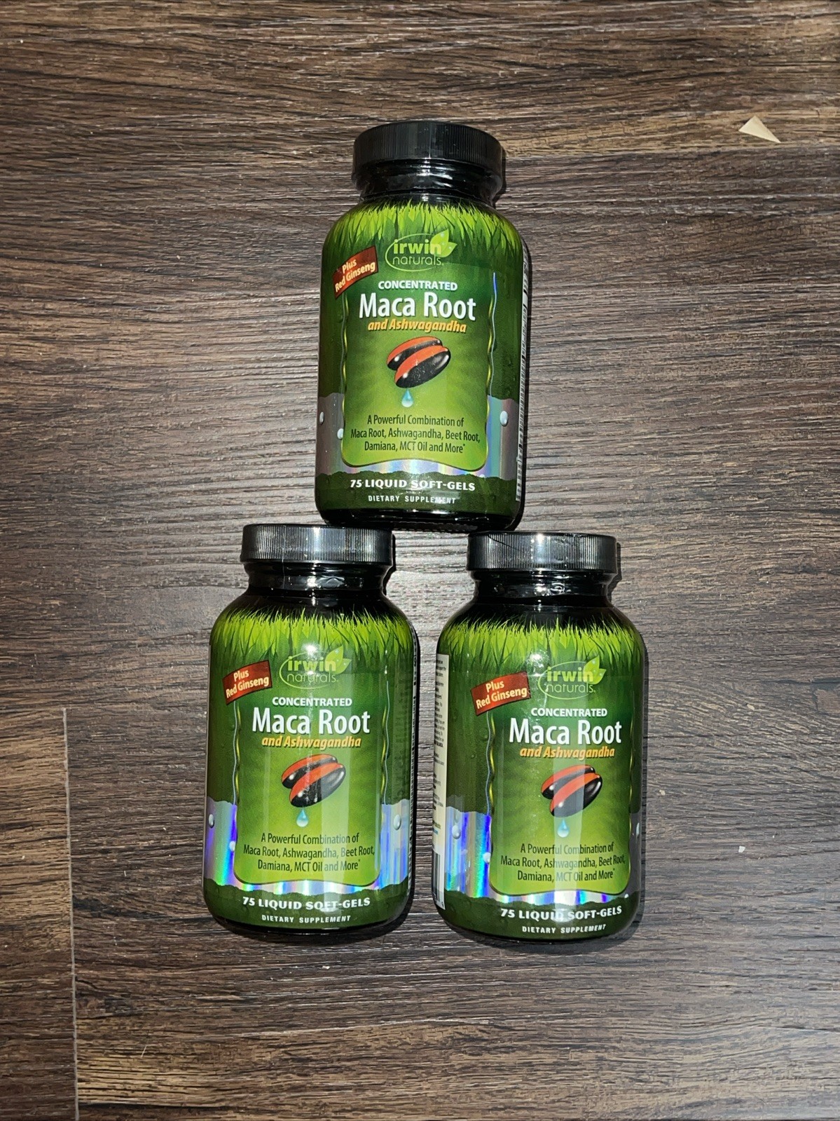 Irwin Naturals Concentrated Maca Root & Ashwagandha 75 Softgels – 3 Bottles