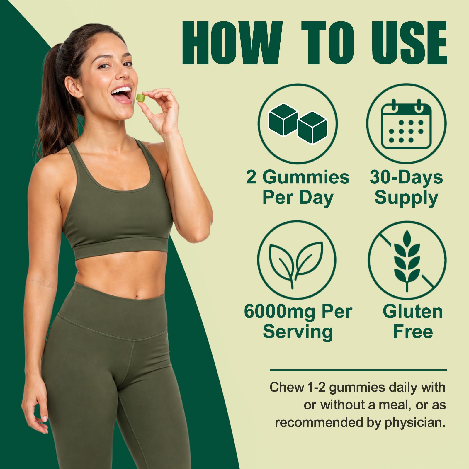 16-in-1 Irish Sea Moss Gummies 60ct 6000mg Green Apple Vitamin D C Ashwagandha