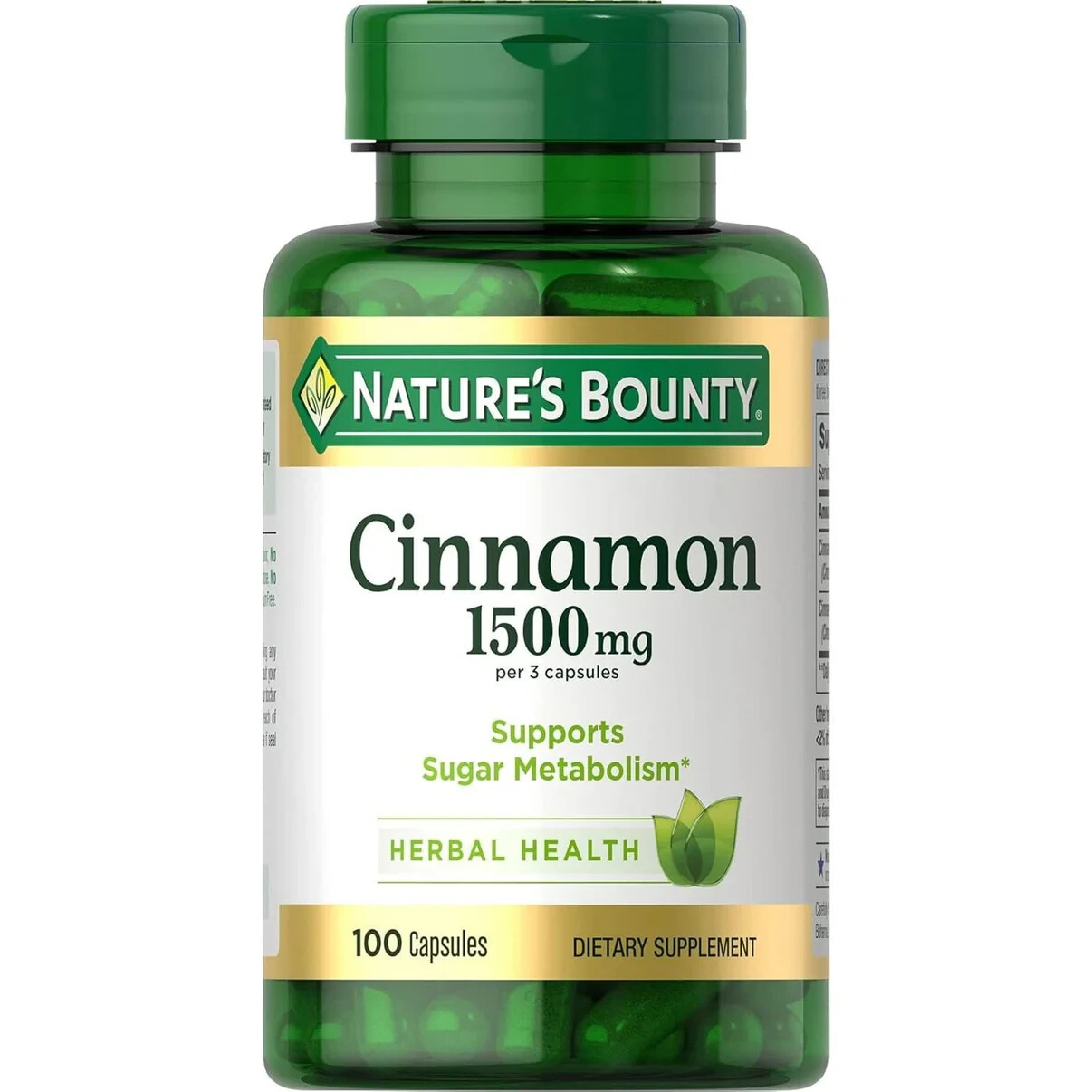 LOT OF 2 Nature’s Bounty Cinnamon Capsules Herbal Supplement 1500Mg 100 Capsules
