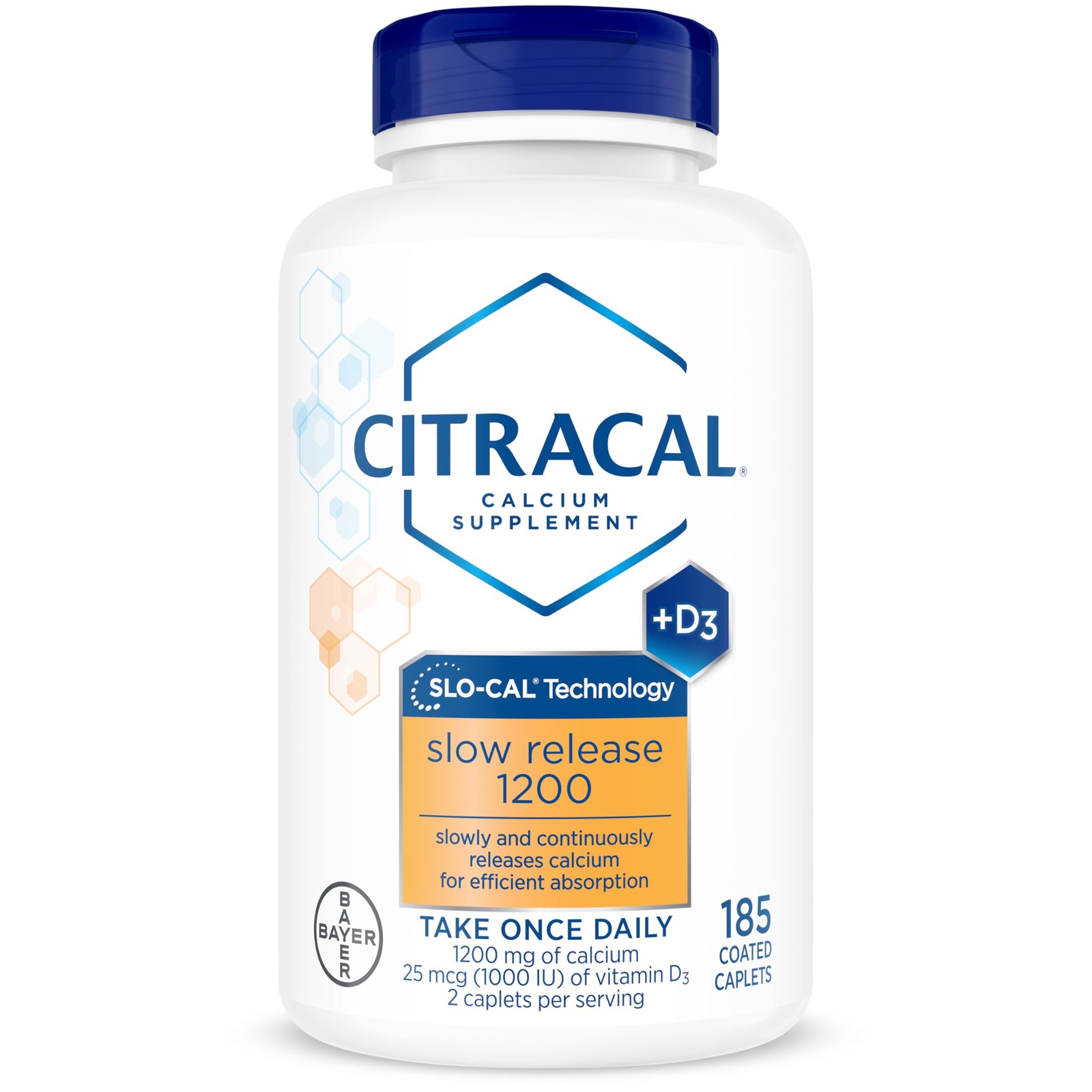 Citracal Slow Release- Calcium 1200 mg with 185 Count (Pack of 1), White