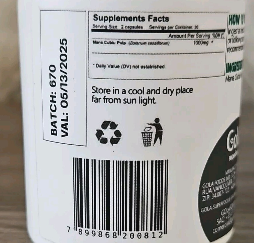 GOLA SUPERFOOD MANA CUBIU- Reduce Cholesterol Levels Exp. 05/2025