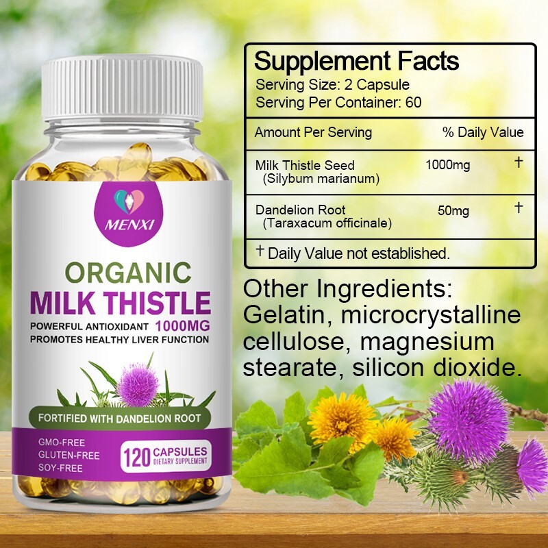 240 Caps Milk Thistle (Silymarin) Extract 1000mg Supplement Liver Cleanser Detox