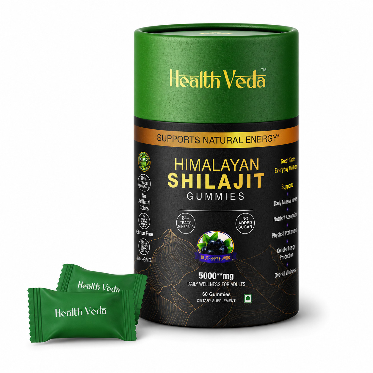 Shilajit Gummies Fulvic Acid 85+ Minerals Energy Support 60 Count Himalayan