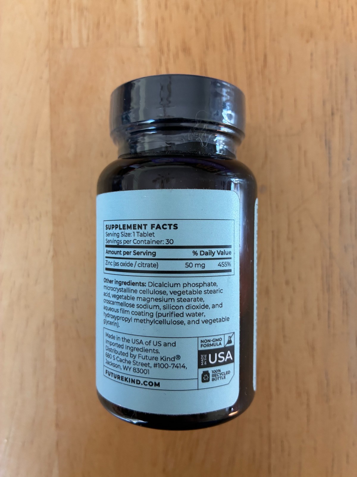 Future Kind Vegan Zinc 50mg Capsules Immune System Support Citrate Oxide