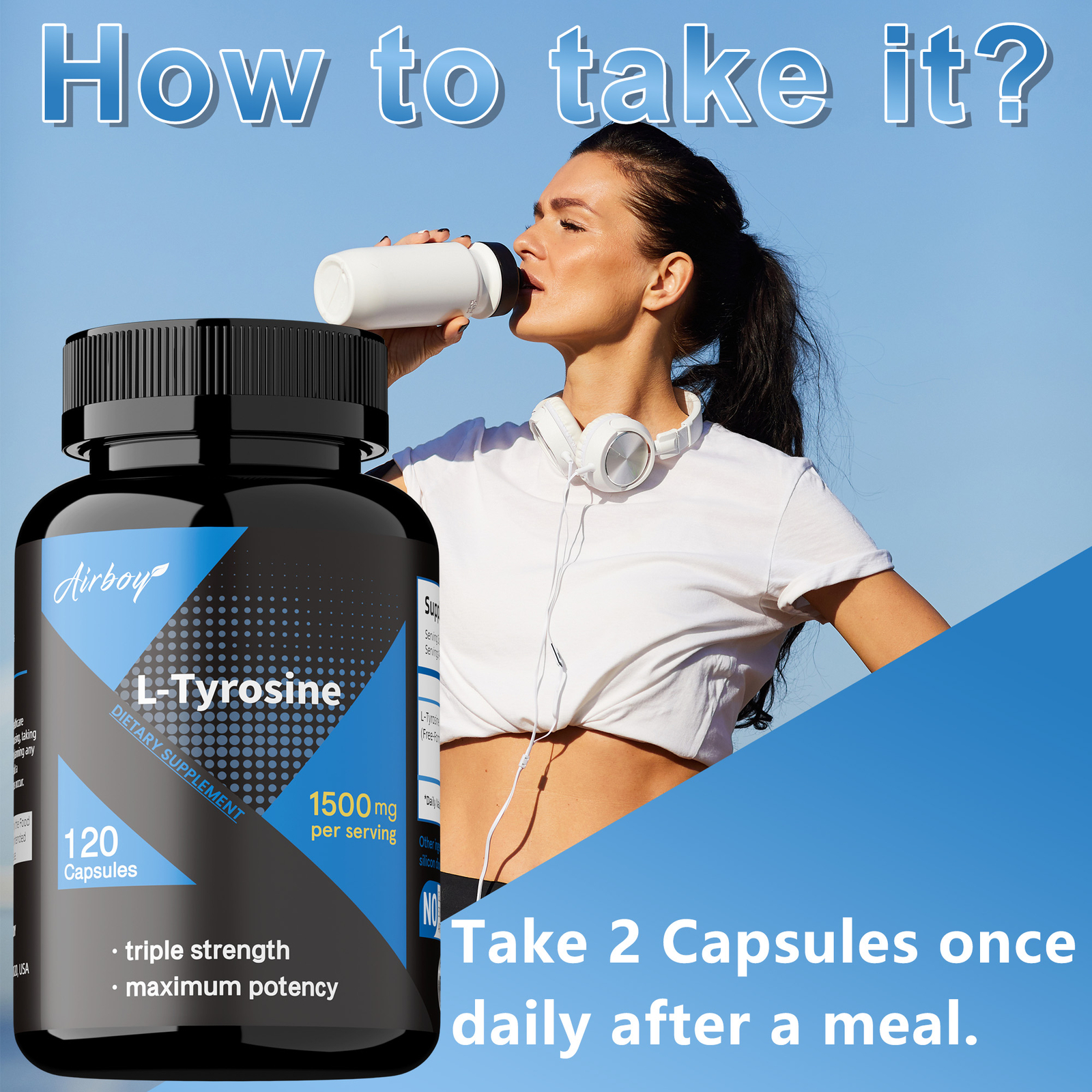 L-Tyrosine 1500mg – Support Synthesis of Brain,Neurotransmitters, Non-GMO