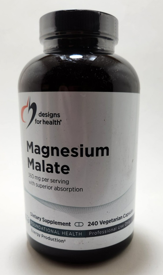 Designs for Health Magnesium Malate 360mg 240 Vegetarian Capsules