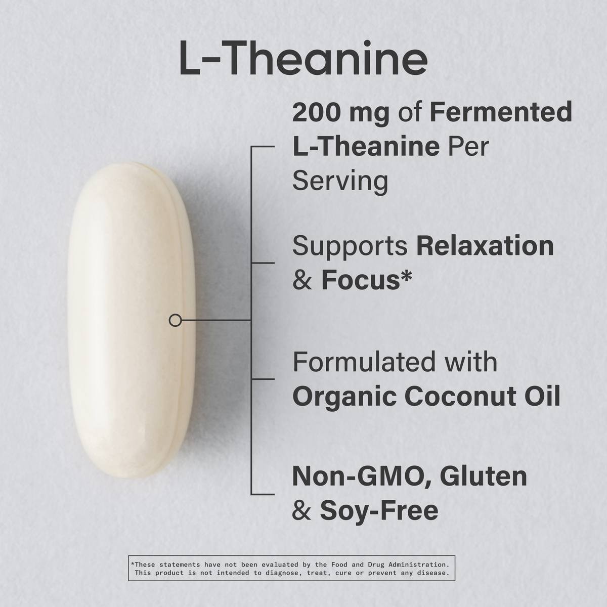 Double Strength L-Theanine 200mg Organic Coconut Oil Focus Relaxation Alertness