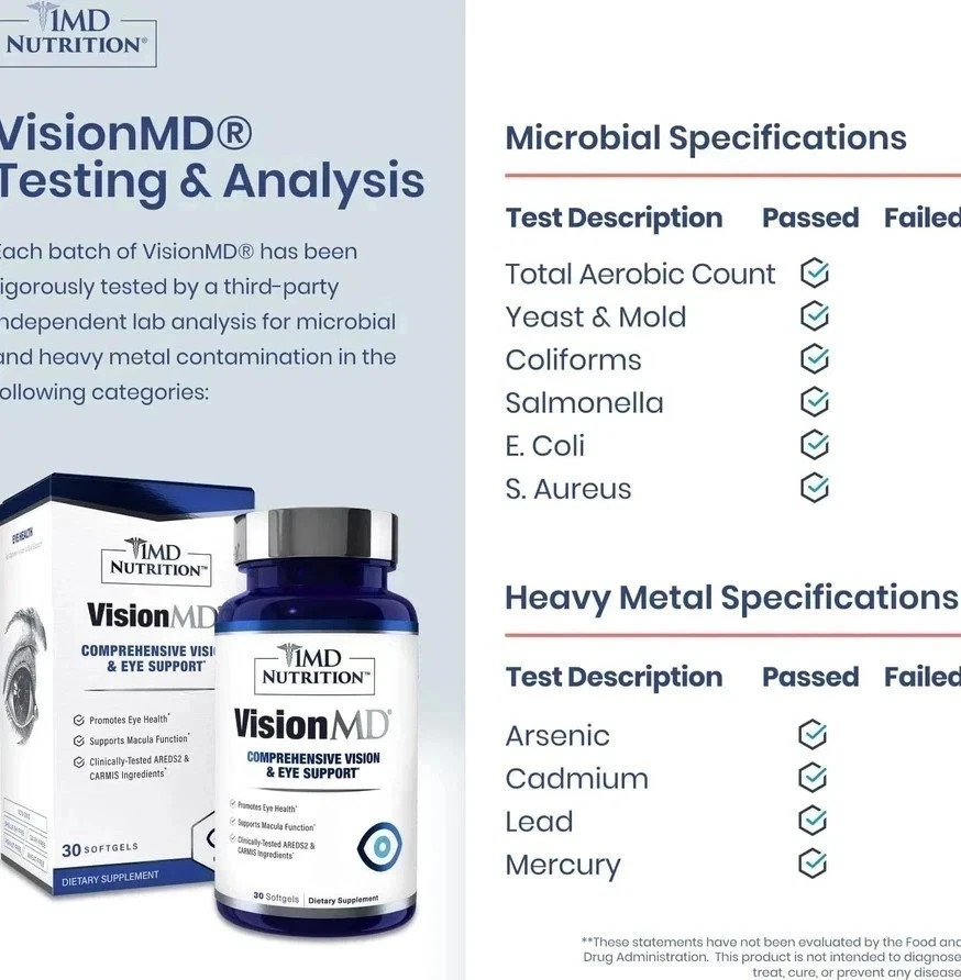 1MD Nutrition Vision MD Eye Vitamin CARMIS – Eye Supplement – 30 Softgels USA