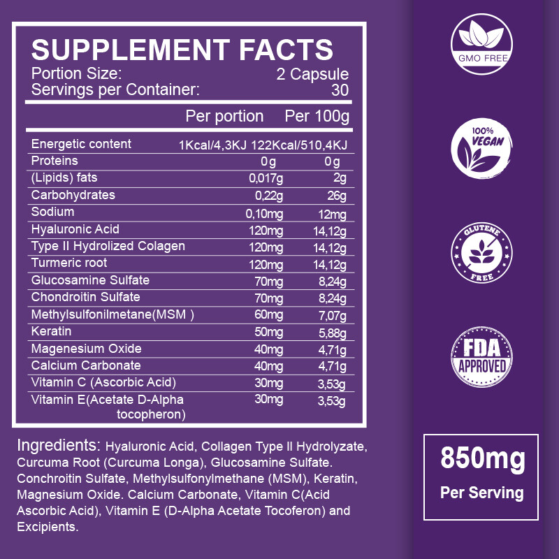 ZHPHK Hyaluronic Acid Supplement | 60 Capsules | Non-GMO & Gluten Free