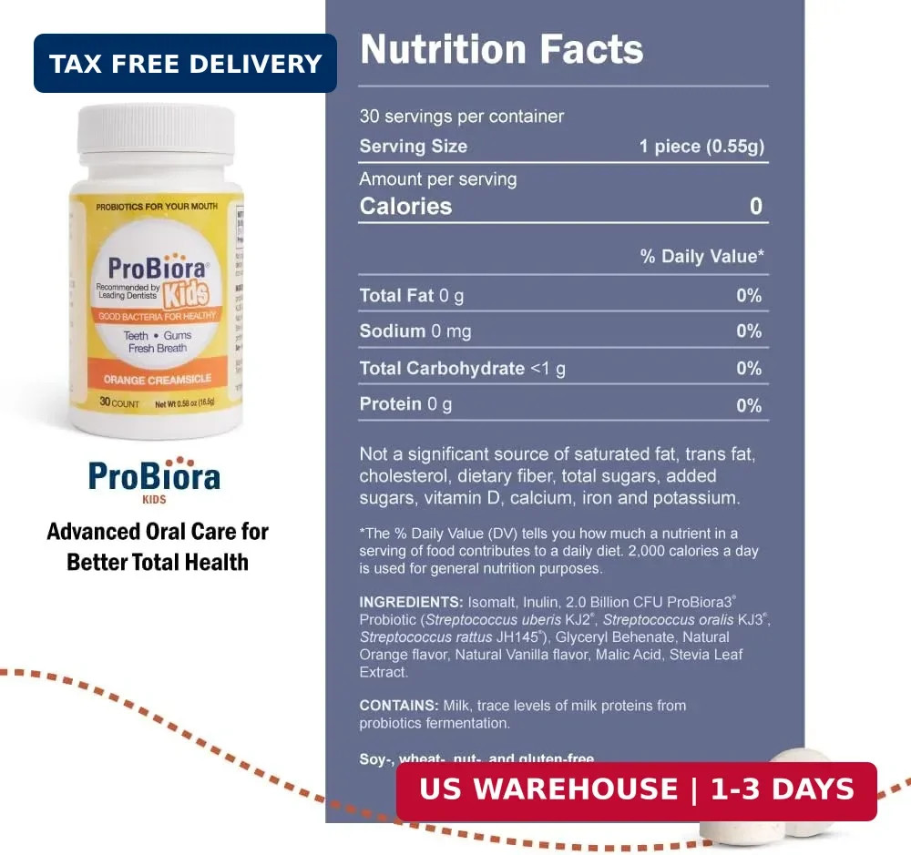 ProBiora Kids Oral-Care Chewable Probiotic Tablets | Probiotic Supplement Design