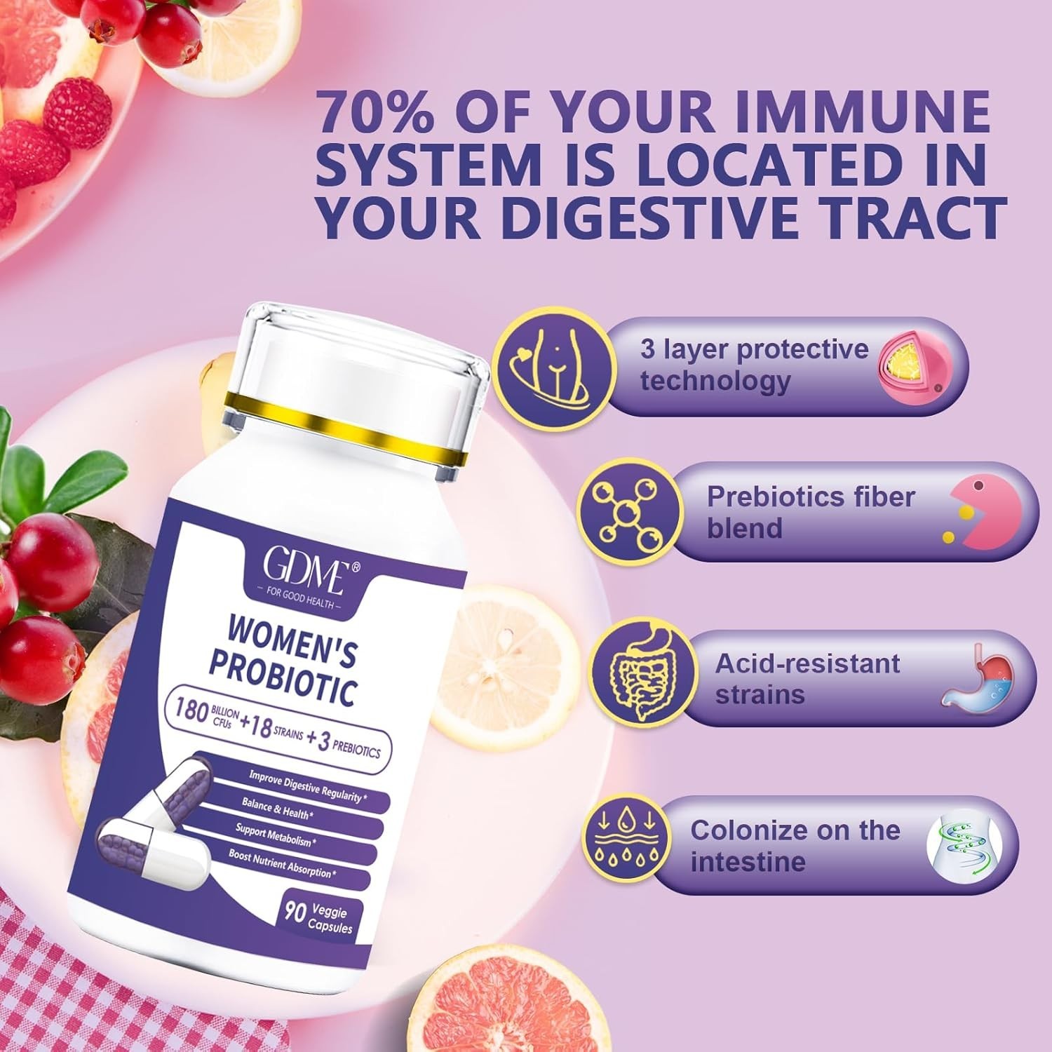 GDME Women’s Probiotic 180 Billion CFUs 90 Tablets Sealed Ex 03/2026