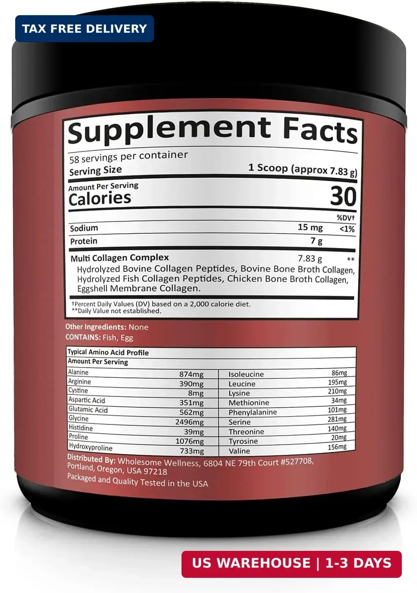 Wholesome Wellness Premium Multi Collagen Peptides Protein Powder for Women and