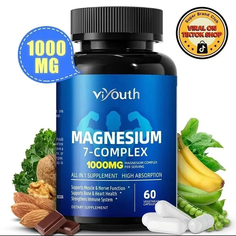 Viyouth 7 Magnesium Complex Capsules 60ct, Sleep Support & Bone Health Supplemen