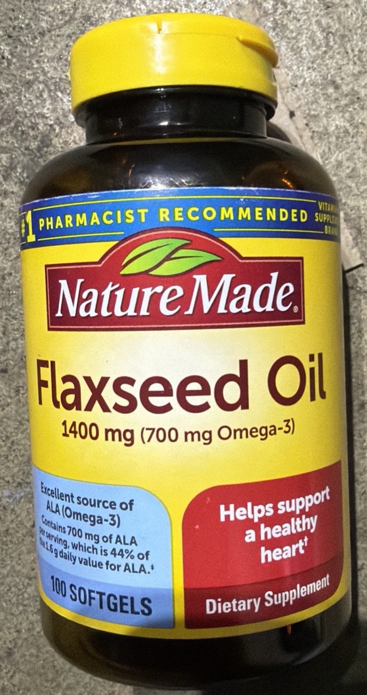 Nature Made Flaxseed Oil, 1,400 mg, 100 Softgels Exp 11/2026