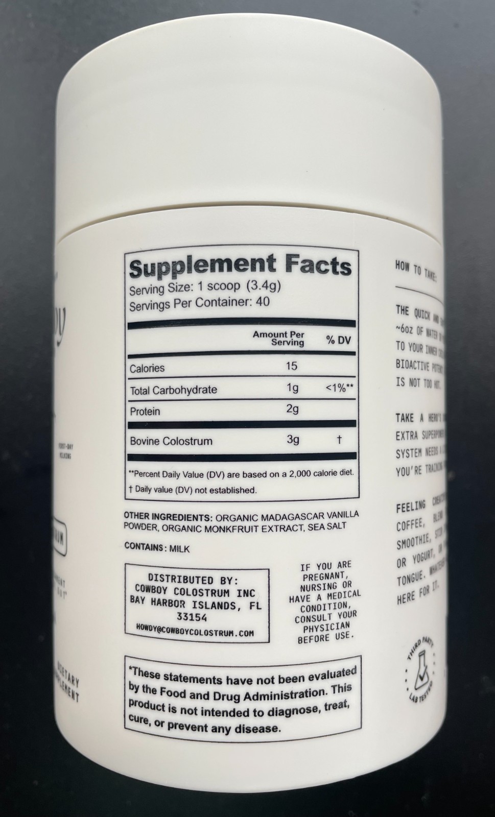 NEW Cowboy Colostrum Powder Bovine | Vanilla First Milking | 40 Servings