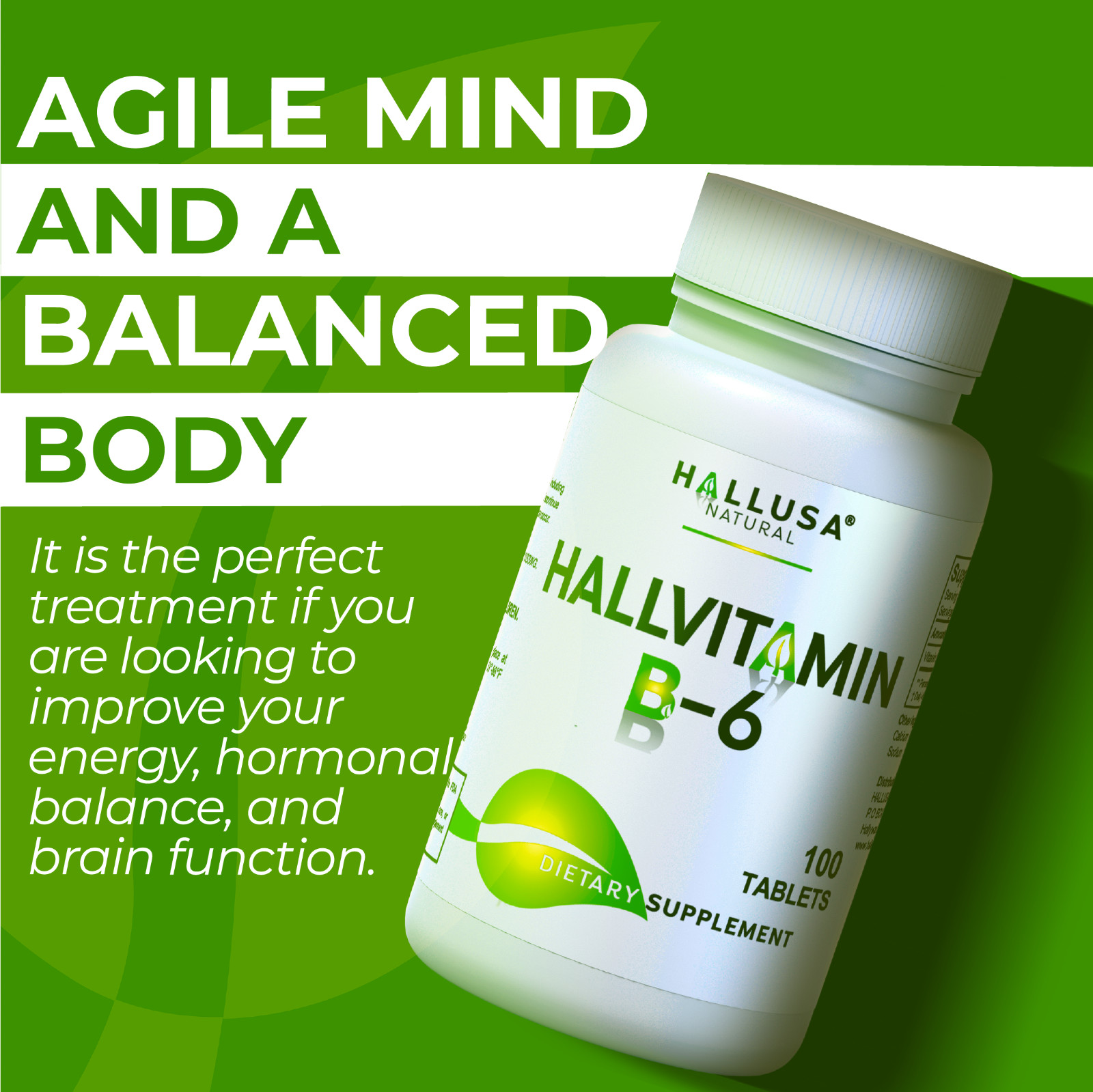 HallVitamin B-6 100 mg – For Women and Men – Energy Metabolism – 100 TABS