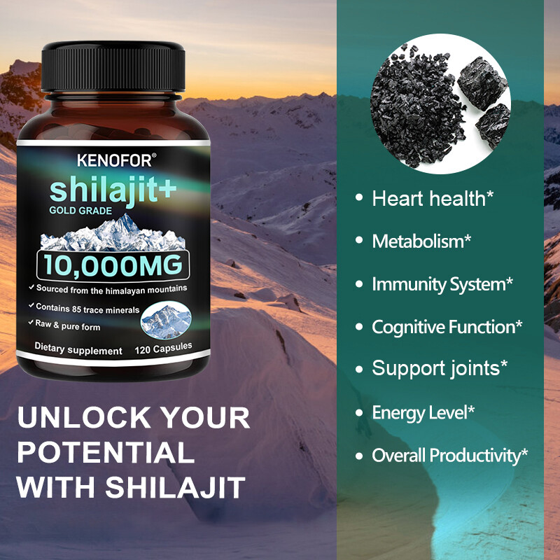 Himalayan Shilajit 10000mg Maximum Potency Organic Fulvic Acid 30 To 120 Caps