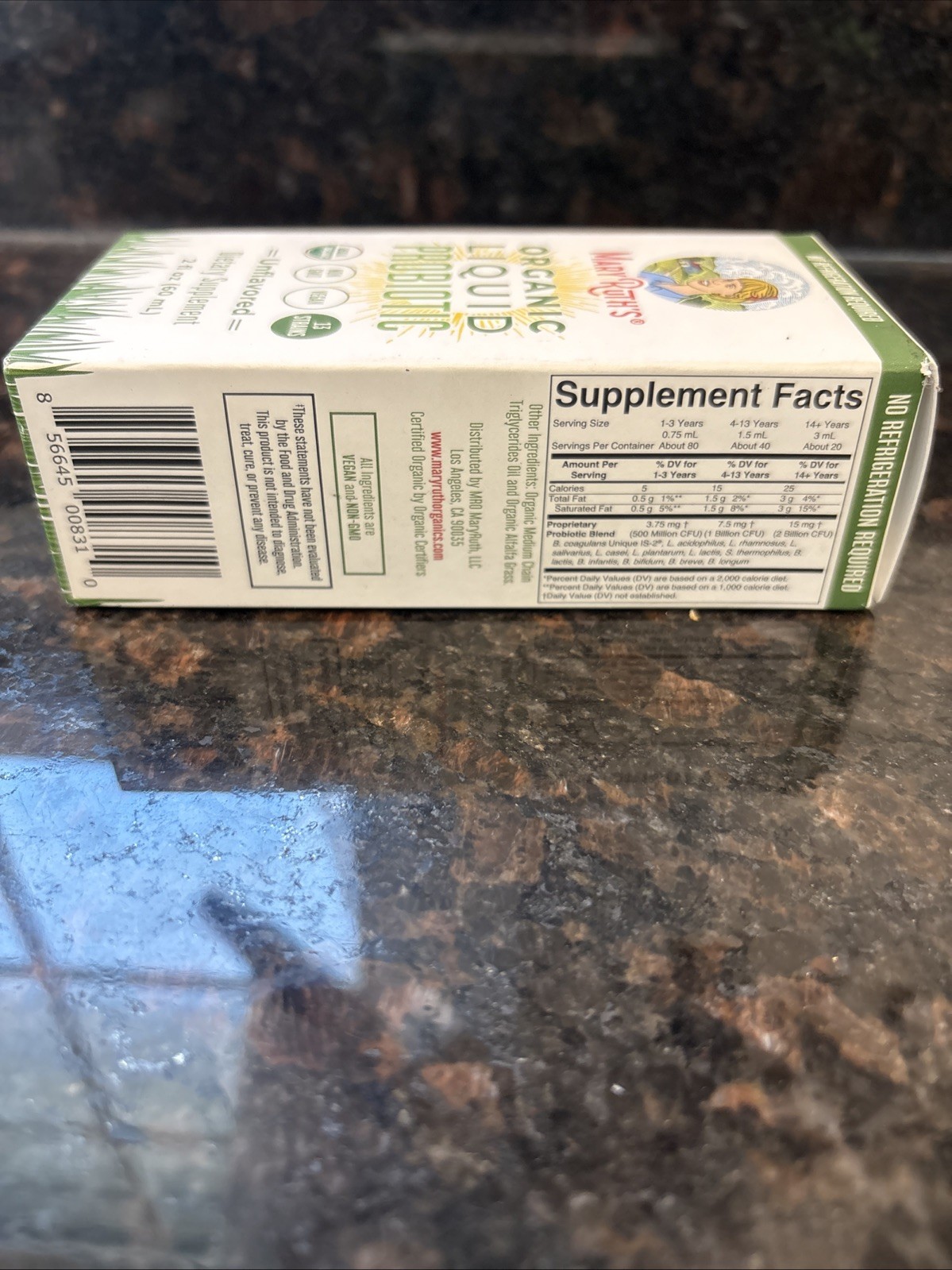 Mary Ruth’s Organic Liquid Probiotic Unflavored 2 fl oz New Sealed 6/2027