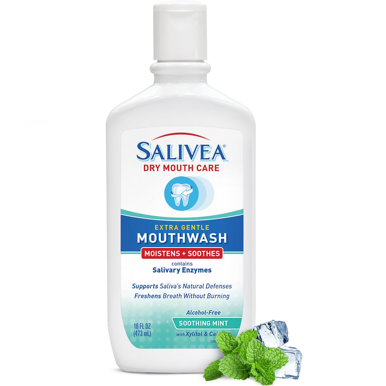 SALIVEA Dry Mouth Mouthwash – Soothing Mint 16 Fl Oz (Pack of 1)
