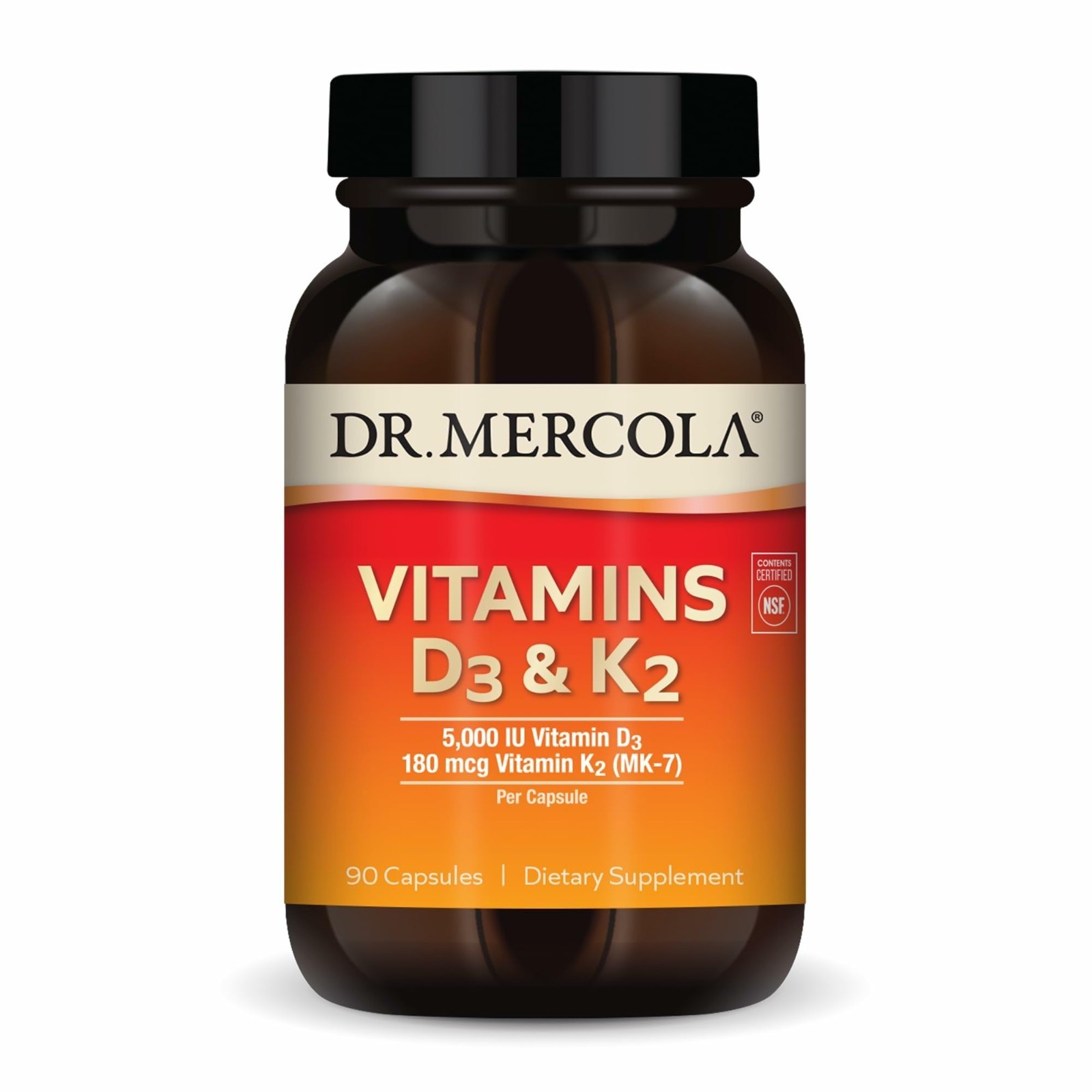 Vitamins D3 & K2 5000 IU – 90 Capsules for Immune, Brain, Heart & Bone Health –