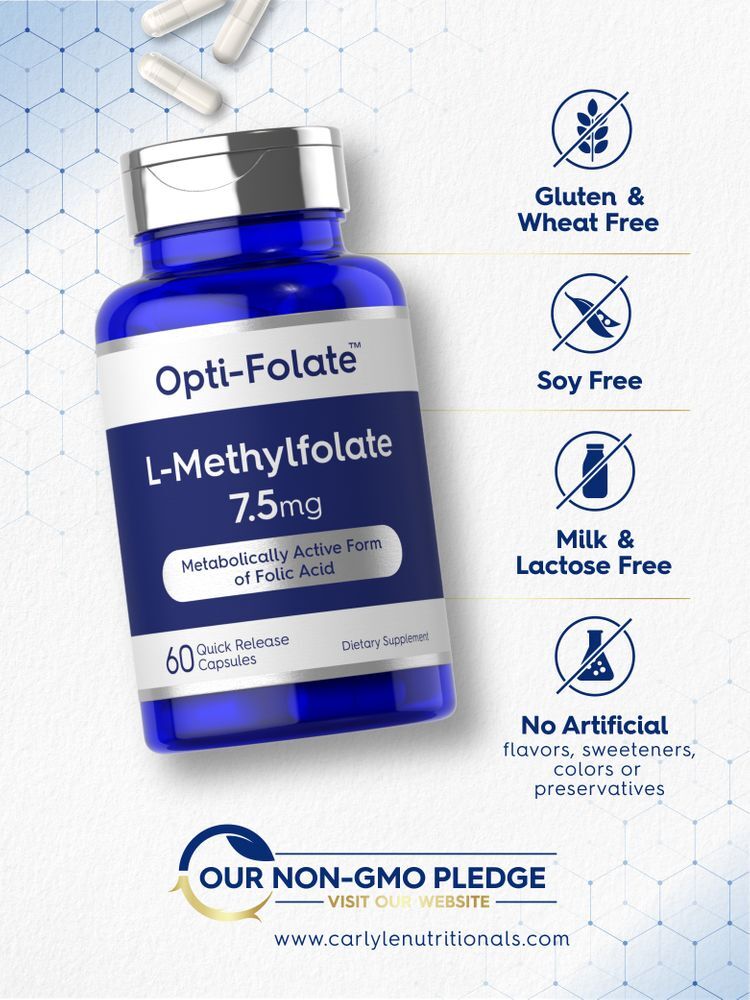 L Methylfolate 7.5 mg | 60 Capsules | Optimized and Activated | by Opti-Folate