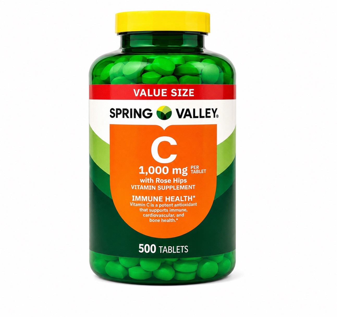 Spring Valley Vitamin C 1000mg with Rose Hips 500 Tablets Exp 03/2027 Sealed