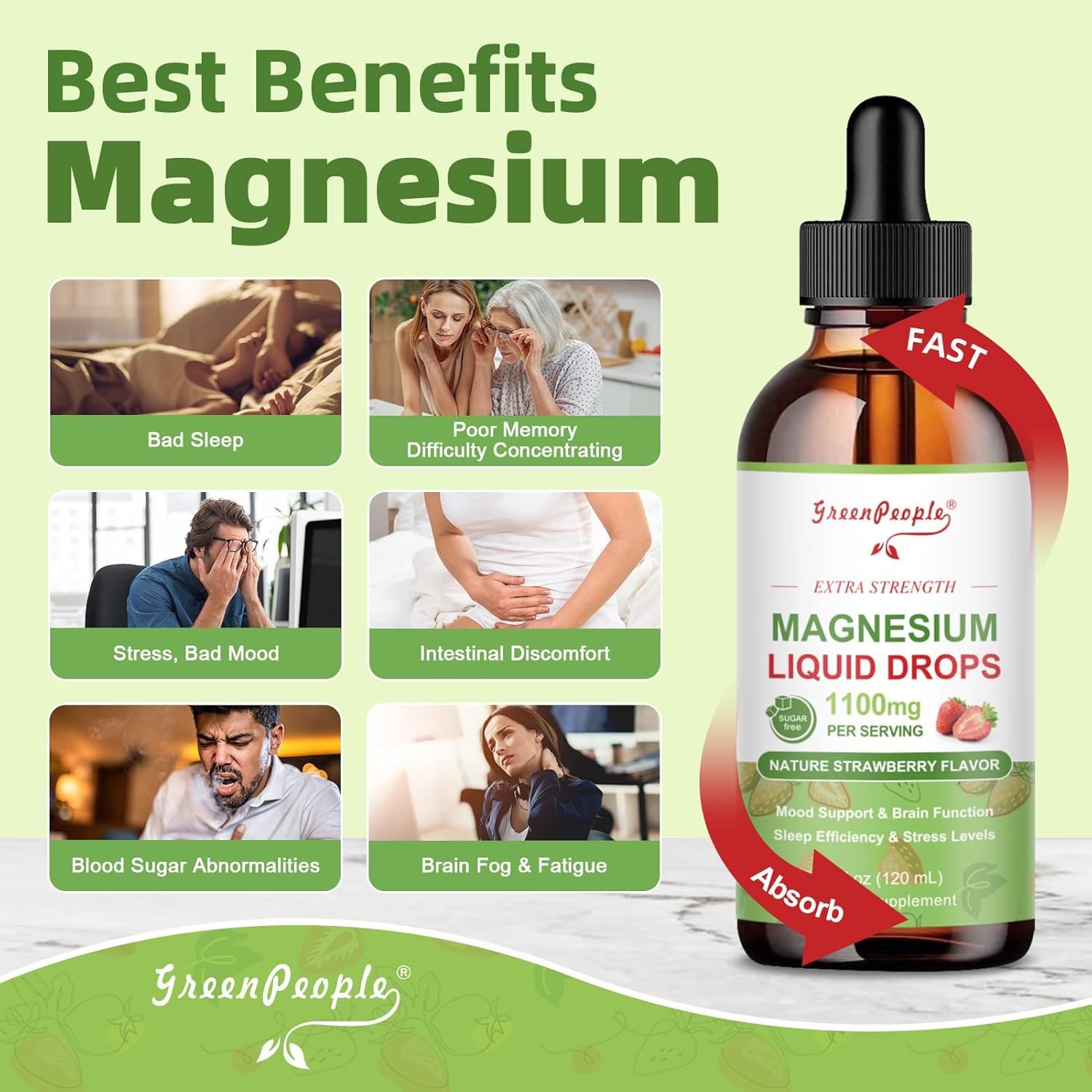 Magnesium Liquid Drops, Magnesium Glycinate,Improve Sleep,Anxiety Relief 60ml