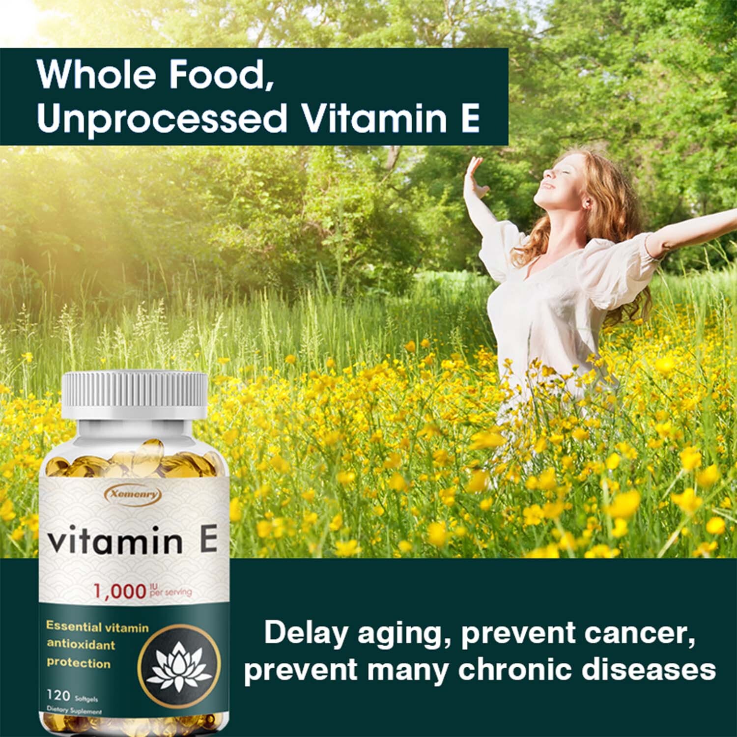 Vitamin E Capsules 1000IU – Anti-Aging, Antioxidant, Skin Care Immune Support