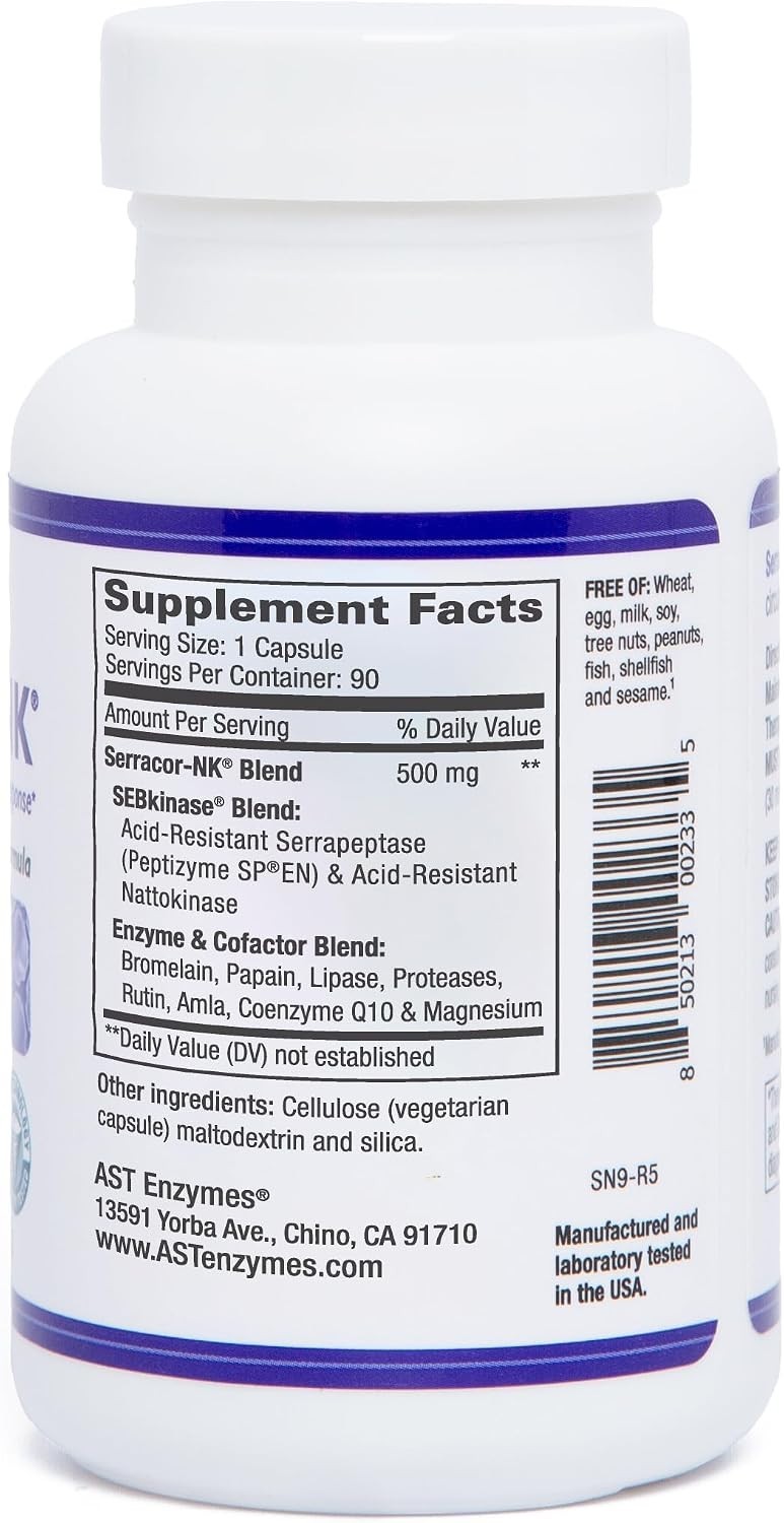 AST Enzymes Serracor-NK –Proteolytic Systemic Enzyme 90 Count (Pack of 1)