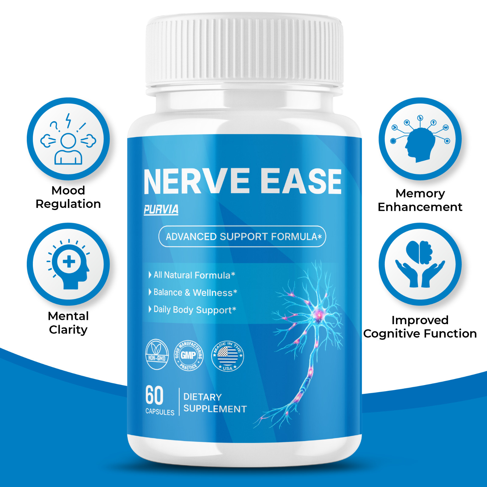 (5 Pack) Nerve Ease Capsules For Neuropathy NerveEase Support Pills (300 ct)