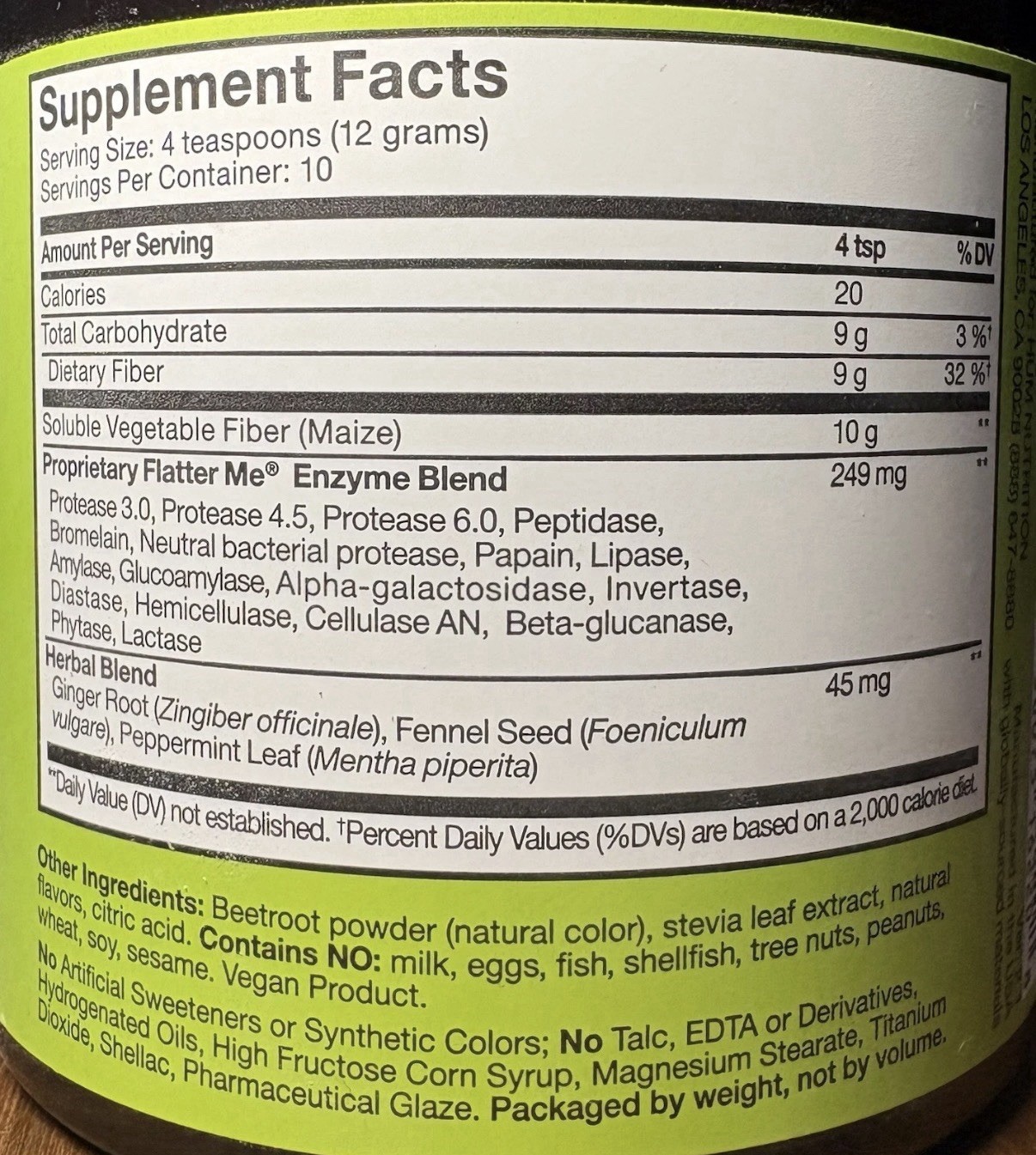 HUM Flatter Me Fiber Booster Debloat Dietary Supplement Strawberry Lemon 4 Oz