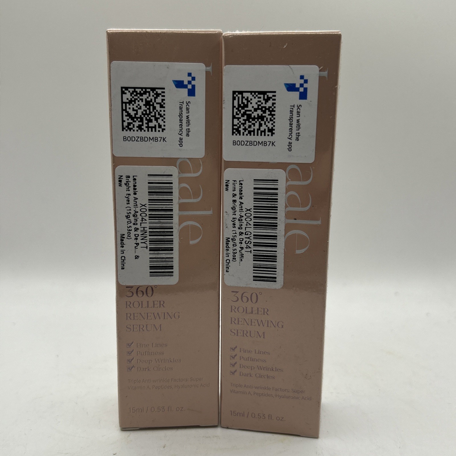 (x2) Lenaale DePuffing Eye Serum with Super Vitamin A, Peptides (0.53 Ounce)