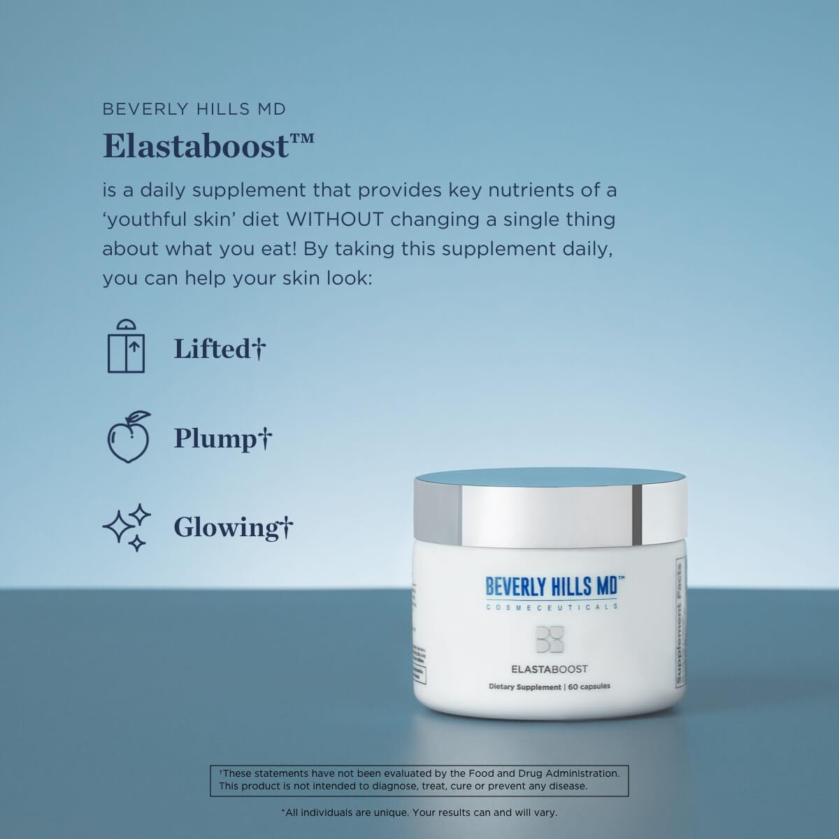Beverly Hills MD Elastaboost Dietary Supplements for 60 Count (Pack of 1)