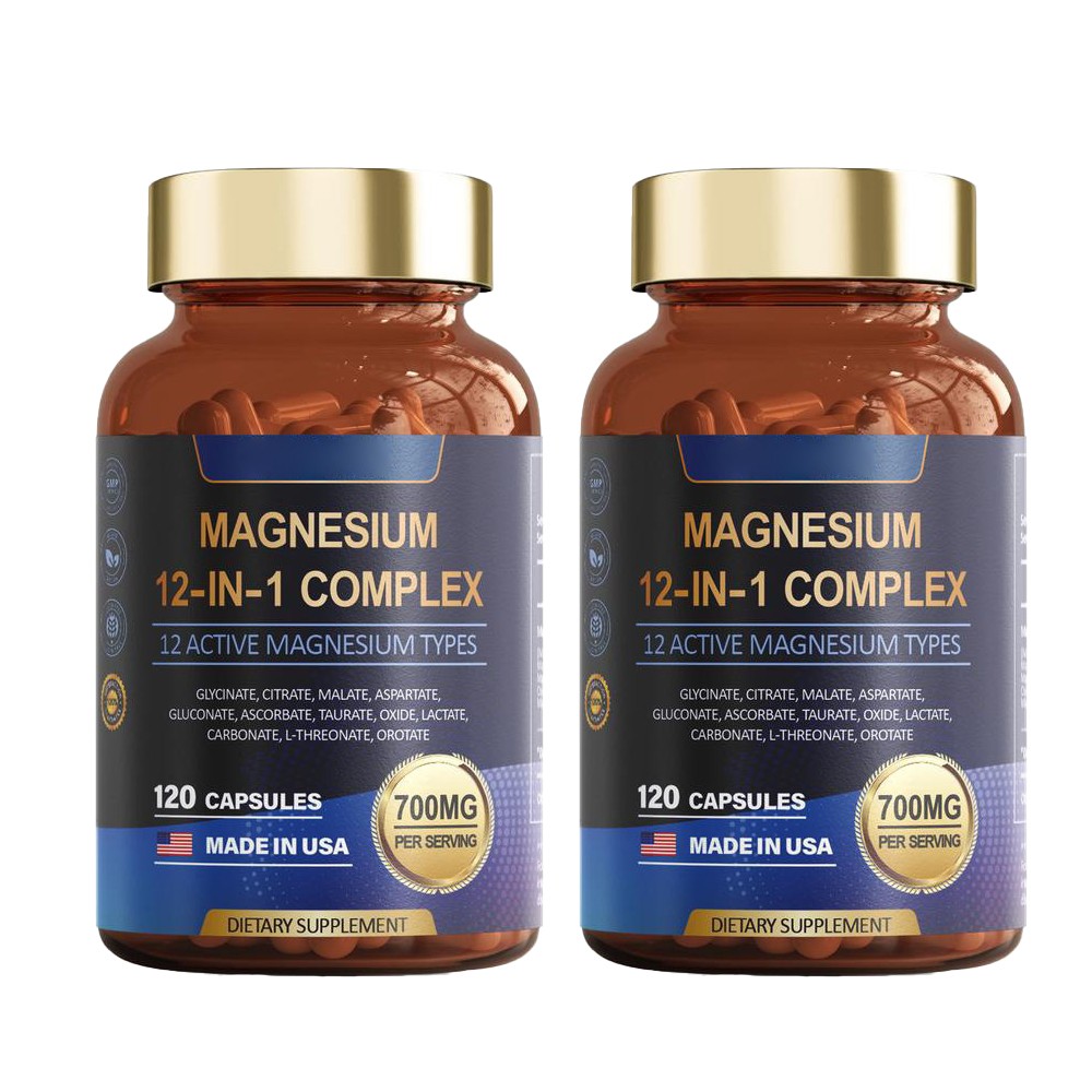1-3 PACK Magnesium Complex 700mg 12 in 1 Magnesium Supplement with 120 counts-+