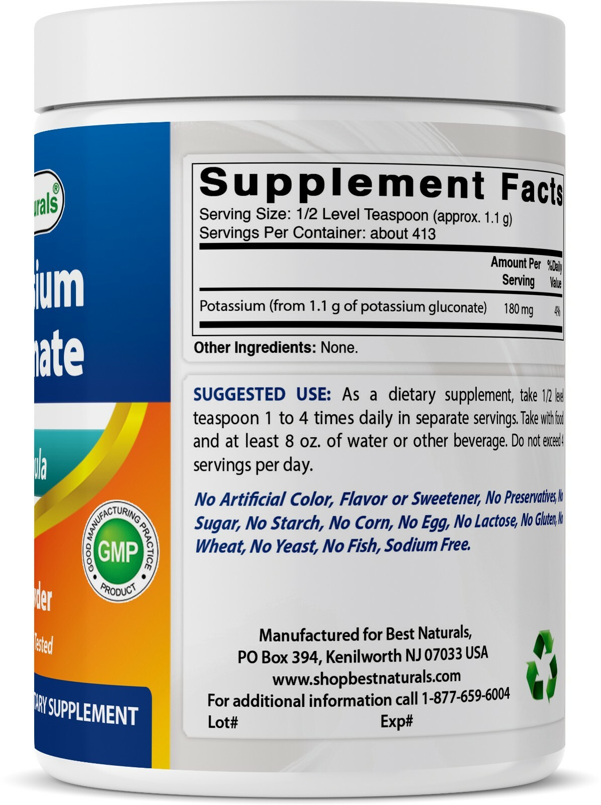 Best Naturals Potassium Gluconate Powder 1 Pound