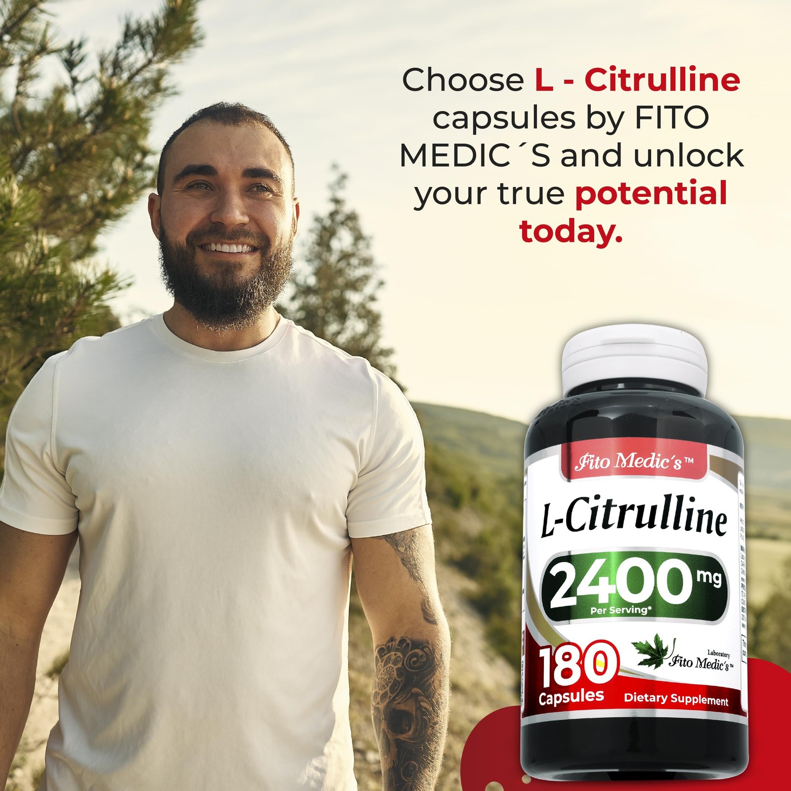 FITO MEDIC’S Lab | L citrulline |180 Capsules |2400 mg| 180 Count (Pack of 1)