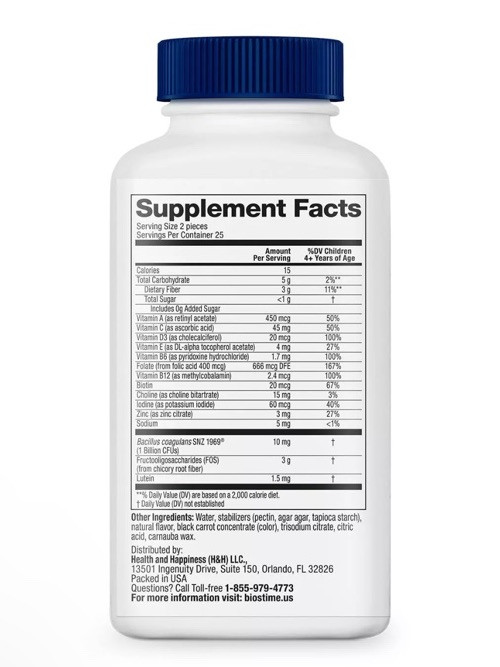 Kids Multivitamin Fruity Bites – 11 Vitamins, No Added Sugar, 50 Count