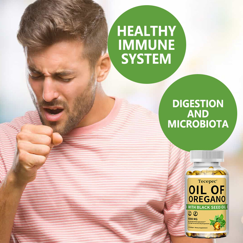 120 Softgels 2 in 1 Black Seed Oil and Oil of Oregano,HEALTHY DIGESTION SYSTEM
