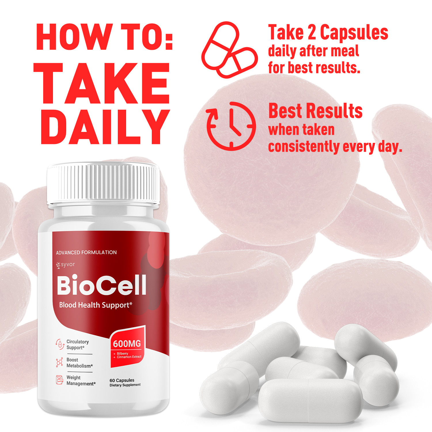 (2 Pack) BioCell Blood Health Support Bio Cell Glycogen Vitamin 120 Capsules